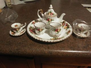 Royal Albert Old Country Roses Miniature Tea Set Incl Teapot And Tray