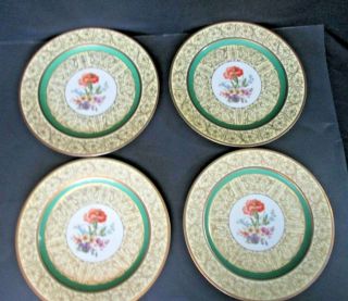 Vintage P.  T.  Bavaria Tirschenreuth Dinner Plates,  Carnation Blooms & Gold Trim