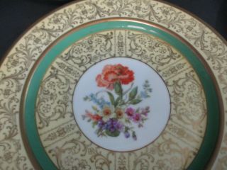 Vintage P.  T.  Bavaria Tirschenreuth Dinner Plates,  Carnation Blooms & Gold Trim 2