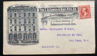 1892 Indianapolis In Usa Advertising Cover To Red Bank Nj Cones Boss Pantaloon