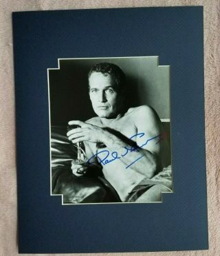 Paul Newman Matted,  Signed B/w Photo Autograph