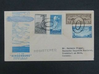Nystamps Old Us Stamp On Registered Zeppelin Flight Cover To Germany U11zd