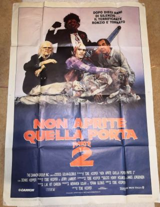 Texas Chainsaw Massacre 2 1984 Film Poster.  Italian Release.  Massive