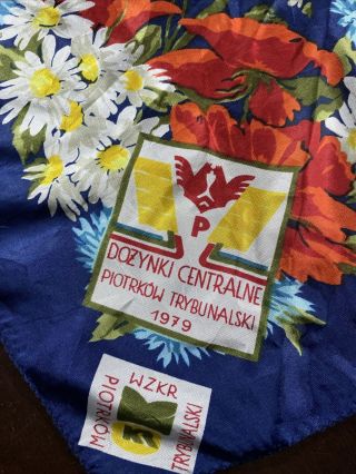 Vintage 1979 Polland Central Harvest Festival Piotrkow Trybunalski Floral Scarf 2