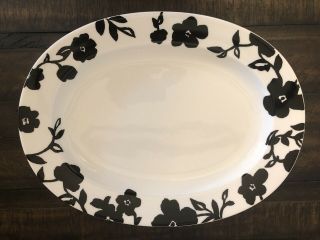 Kate Spade Primrose Drive Large Oval Serving Platter 16 Inch White Black Floral