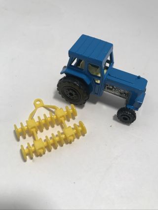 Vintage 1978 Matchbox Lesney Superfast No.  46 Blue Ford Tractor W/harrow Minty