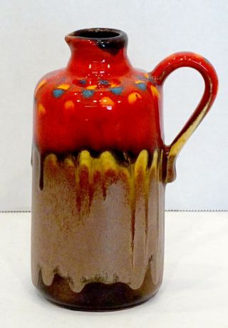 Vintage West German Pottery Retro Fat Lava Ewer Vase Mid - Century Modern