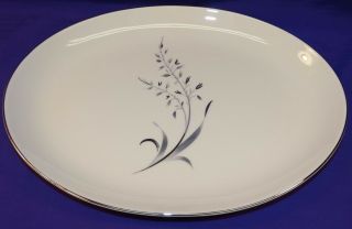 Pickard China Avena Serving Platter Ivory Color Grey Floral Platinum Trim Usa