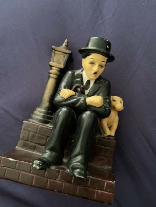 Rare Vintage Charlie Chaplin Under Lampost With Dog Ornament Figurine Statue