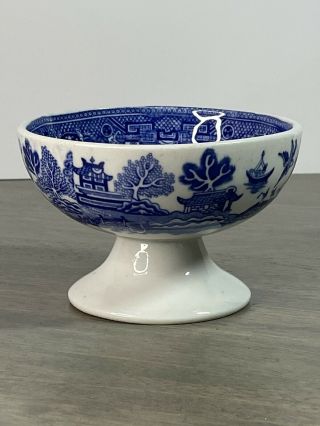 Vintage Bailey Walker China Blue Willow Style Pedestal Bowl Dish Restaurant Ware