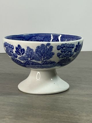 Vintage BAILEY WALKER CHINA Blue Willow Style Pedestal Bowl Dish Restaurant Ware 2
