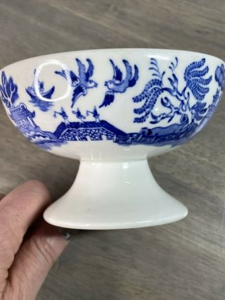 Vintage BAILEY WALKER CHINA Blue Willow Style Pedestal Bowl Dish Restaurant Ware 3