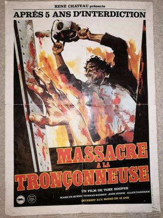 Texas Chainsaw Massacre Poster.  French Release.  Film,  Video,  Movie.