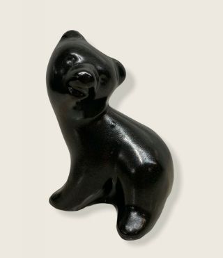 Pigeon Forge Pottery Black Bear Cub Figurine Signed D Ferguson