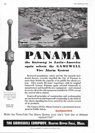 1939 Gamewell Co " Panama Selects Gamewell Fire Alarm System " Vintage Print Ad