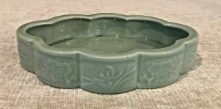 Lt Green Oval Scalloped Edge Ceramic/porcelain Planter Bonsai Asian Design