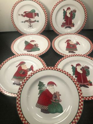 7 Sakura  Magic Of Santa " Christmas Plates Debbie Mumm Stoneware Salad//dessert