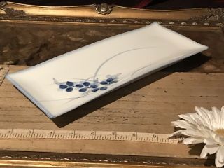 Asian Porcelain Sushi Serving Tray Platter Blue & White 10 1/2 " X4 1/8 " Marked