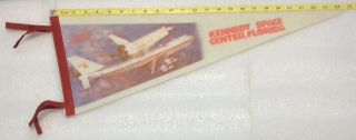 Vintage Kennedy Space Centre Florida 25” Felt Pennant W Nasa Space Shuttle 905