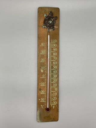 Vintage Antique Copper Thermometer With Turtle 12 "