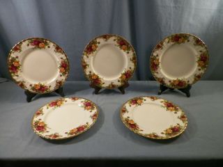 Set Of 5 Royal Albert Old Country Roses,  England,  Salad Plates 8 1/4 " Wide