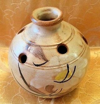 Vallauris Pottery Flower Vase Pansy Pot Flower Frog Handmade Jug France Unique