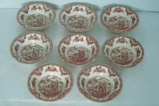 Johnson Brothers Old Britain Castles Pink Rimmed Cereal Bowl 6 - 1/8 " Set Of 8 Exc