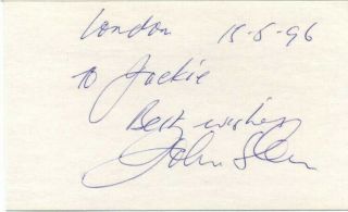 John Glen Autograph Index Card 1996; Director And Editor On 8 James Bond Movies