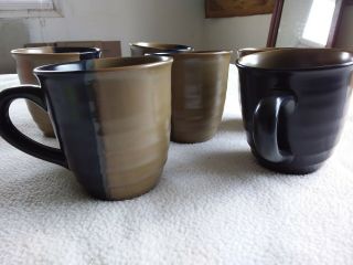 Set Of 6 Sango Gold Dust Black 4 " Coffee Mugs 5022 Ec