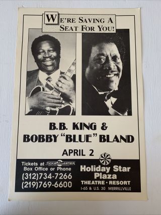 B.  B.  King - Bobby “blue” Bland - Concert Poster - Holiday Star Theater - 12”x18”