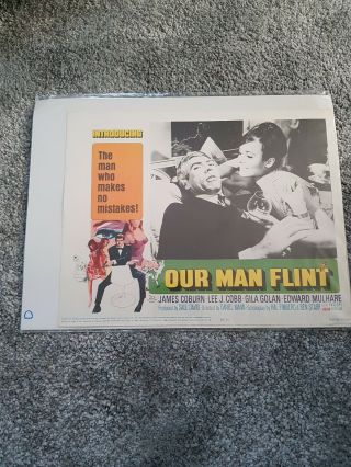 Our Man Flint 1966 Lobby Card.  11 X 14 Inch.  James Coburn Lee J Cobb