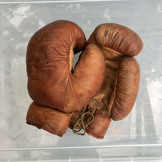 Vintage Tan Leather Boxing Gloves 6oz 2