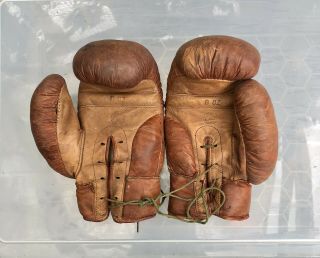 Vintage Tan Leather Boxing Gloves 6oz 3
