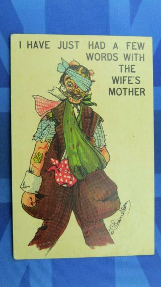 Vintage E Chandler Comic Postcard 1900s Mother In Law Had Few Words Wifes Mother