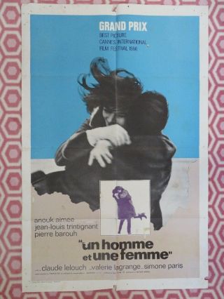 Un Homme Et Une Femme/ A Man Ans A Woman Us One Sheet Poster French