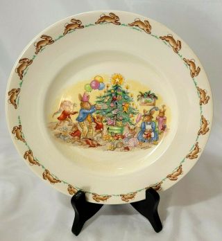 Rare Royal Doulton Bunnykins Vintage Christmas Day Porcelain 8.  75 " Childs Plate