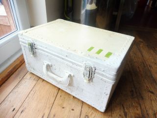 Vintage Large Metal Portable Storage Case With 5,  Compartments