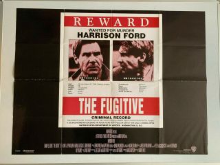 The Fugitive Movie Quad Poster Harrison Ford,  Tommy Lee Jones,  Sela Ward
