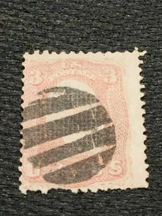 Us Stamp Scott 85 3 Cent Washington C.  1867 With D Grill Cv$1050
