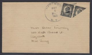Us Sc 611 - 1925 Diagonal Bisect On Cover From Hartwood Ny To Elizabeth Nj