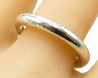 Elle 925 Sterling Silver - Vintage Minimalist Shiny Band Ring Sz 10.  5 - R5967