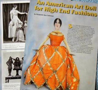 Rare 21p History Article - Antique Jeanne Lanvin French Cloth Art Deco Dolls