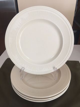 4 Shenango China Restaurant Ware - “staffordshire” Off White/ribbed Dinner Plates