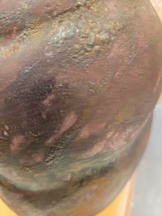 Studio Art Pottery Raku Fired Round Vase by Gena Van Dyke.  NC 2