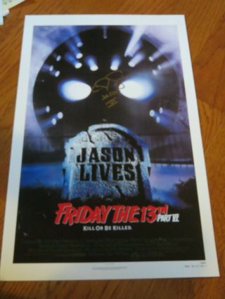 C.  J.  Graham Autographed 11x17 Poster Hand Signed Friday The 13th Vi Jason Cj