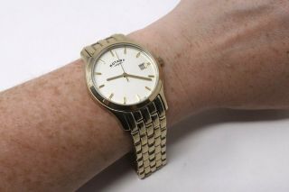 Heavy Vintage Gents Gold Plated Rotary Quartz Bracelet Wristwatch A/f 30558