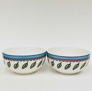Set Of 2 Villeroy & Boch Citta & Campagna Novi White Blue Red Cereal Bowls 5.  5 