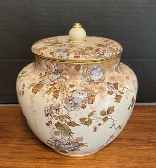 Antique Royal Doulton Biscuit Jar/ Tea Caddy Kew Pattern 1889 Hand Painted