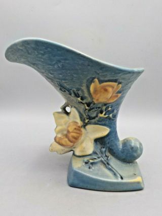 Vintage Roseville Usa Pottery,  Blue Cornucopia Magnolia 184 - 6 Arts & Crafts