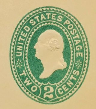 US Stamps,  Cut Square,  U322,  2c Green on Manila Washington,  CV $225 2